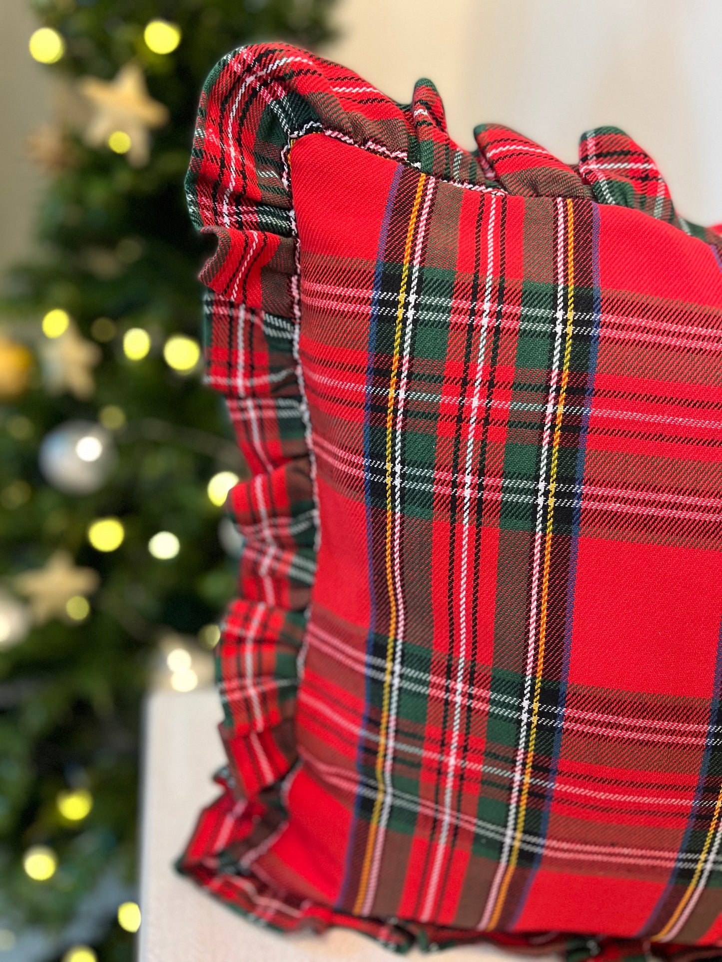 Christmas Cushion Cover -  Tartan Ruffles