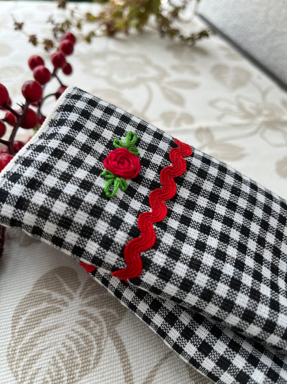 Fridge Handle Cover- Red Rosette