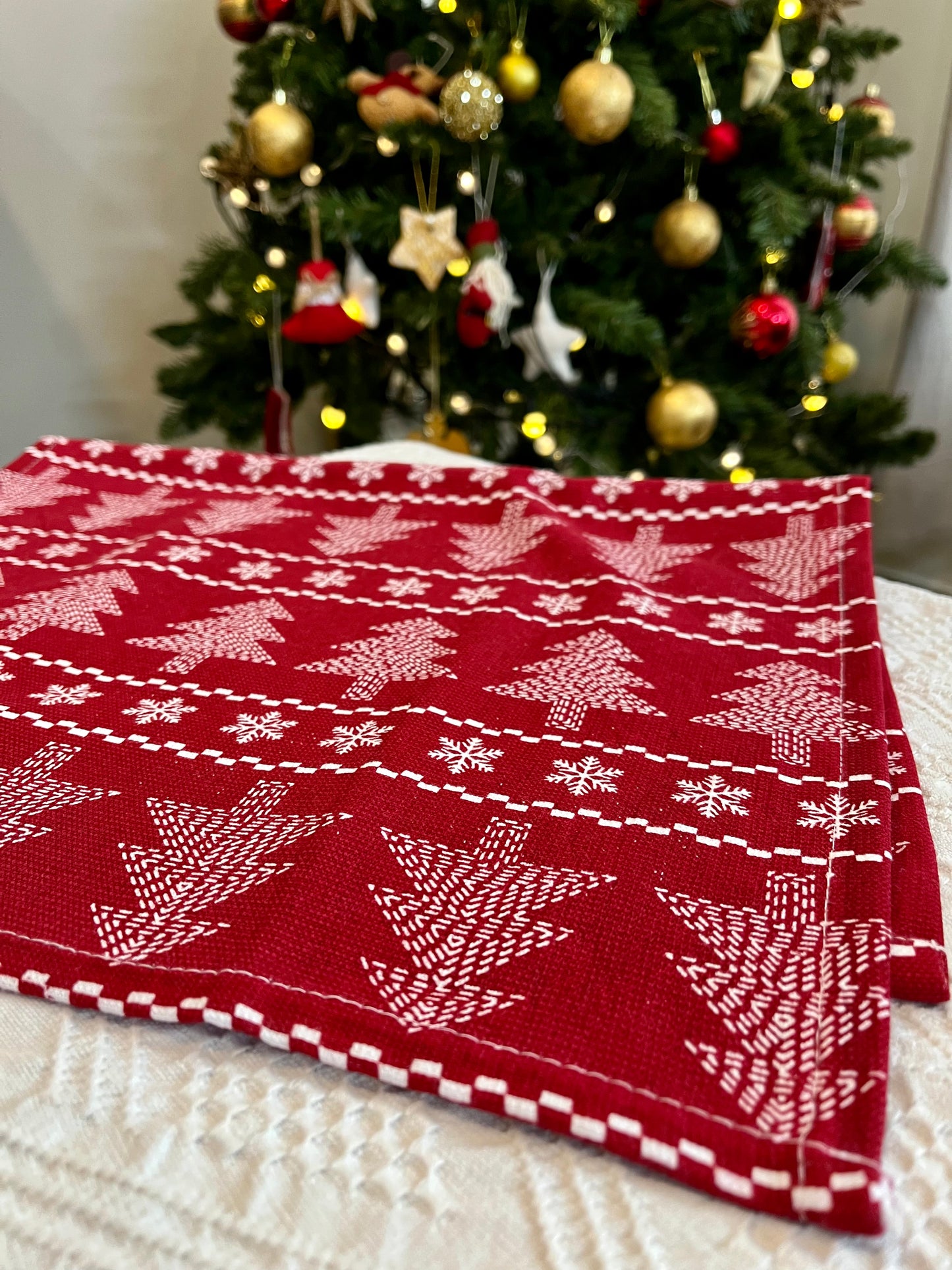 Christmas Hand Towel - Trees Rows