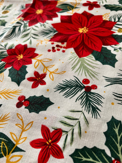 Christmas Bedsheet - Big Poinsettias