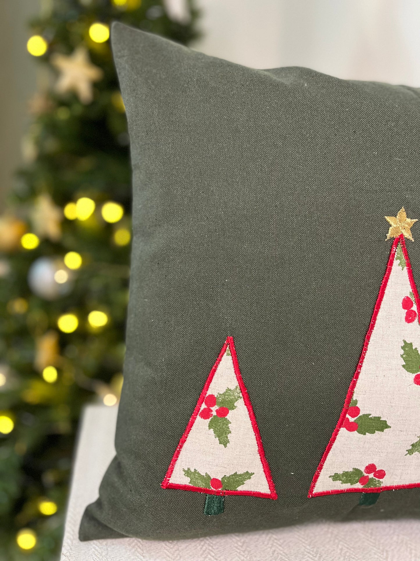 Christmas Cushion Cover - Tree Applique