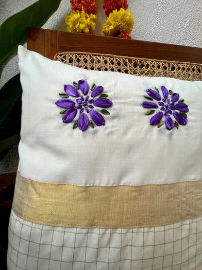 Cushion Cover - Pookkalam (Hand Embroidered)