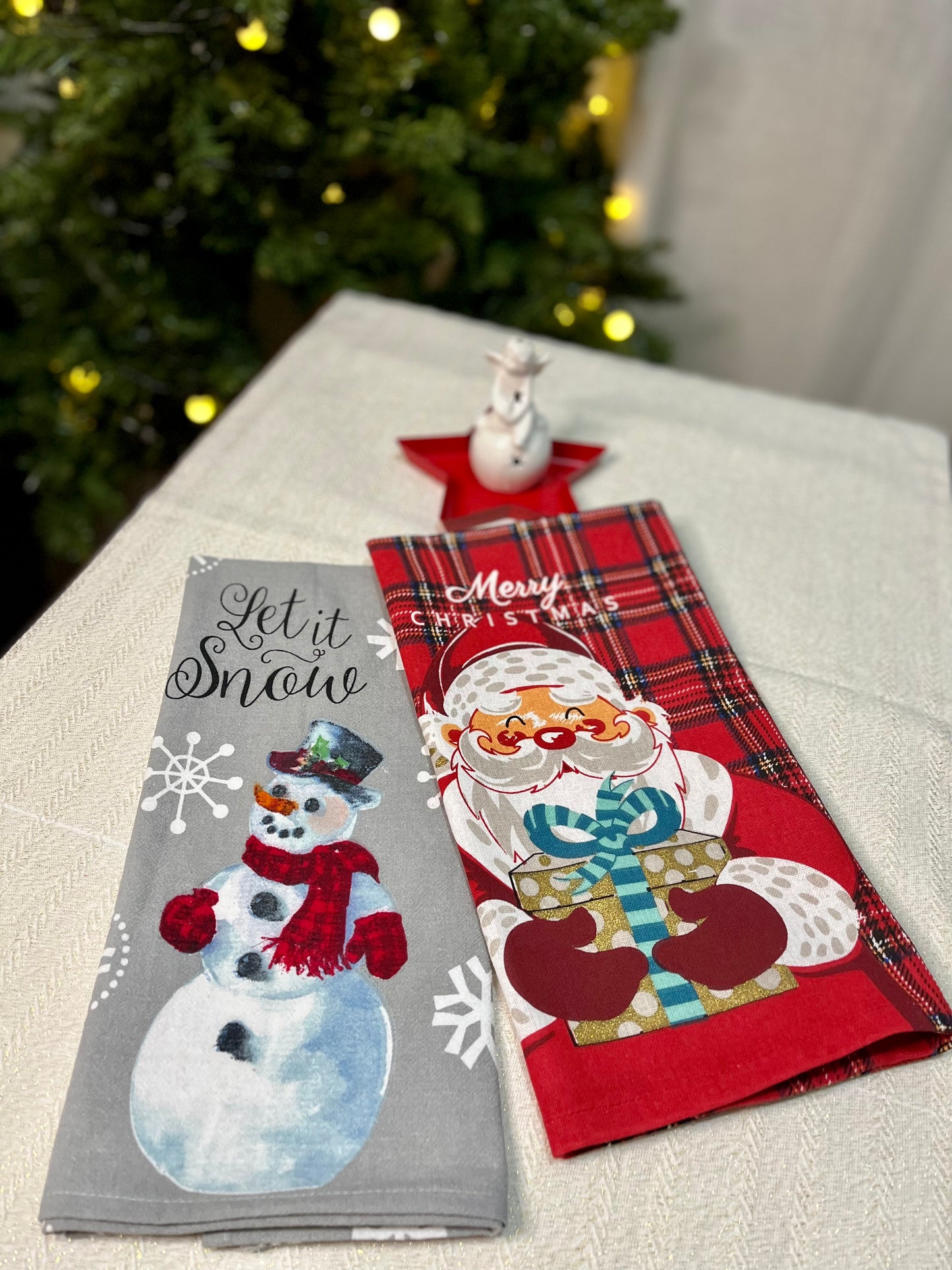 Christmas Kitchen Towels - Santa & Snowman