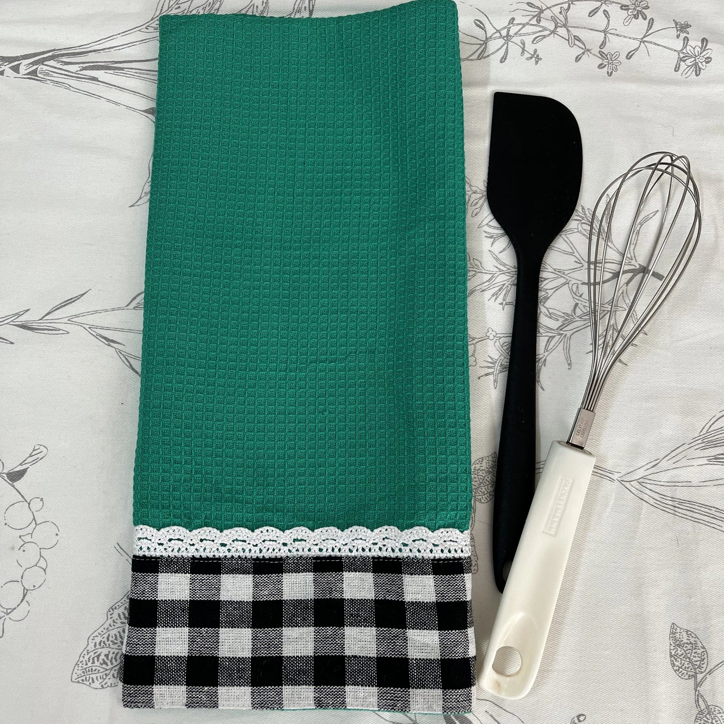 Kitchen Towel- Green with Gingham