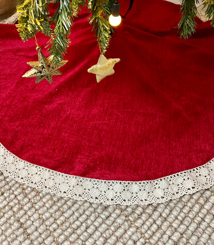 Tree Skirt - Red Velvet & Lace