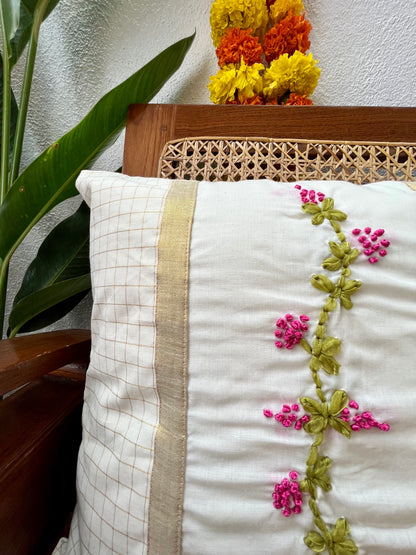 Cushion Cover - MadhuMalti (Hand Embroidered)