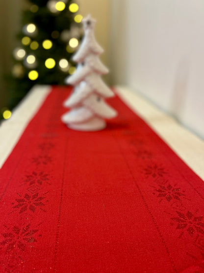 Christmas Runner - Shining stars on Solid Red