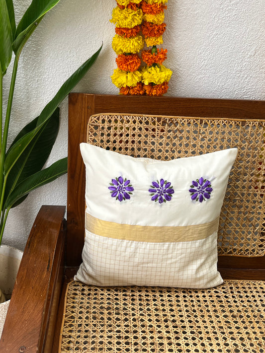 Cushion Cover - Pookkalam (Hand Embroidered)