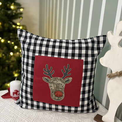 Cushion Cover- Reindeer on Gingham