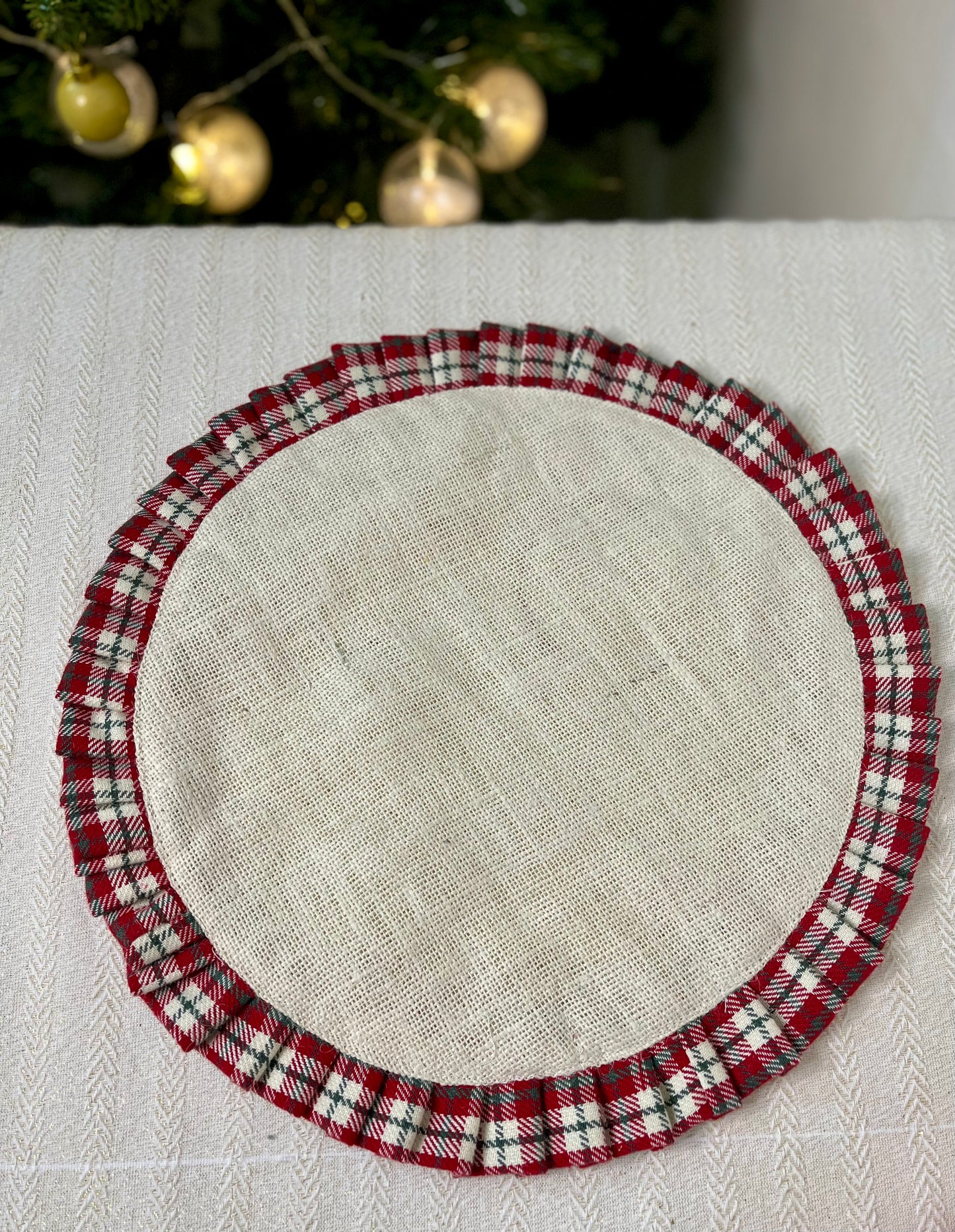 Christmas Mat - Red Madras Checks