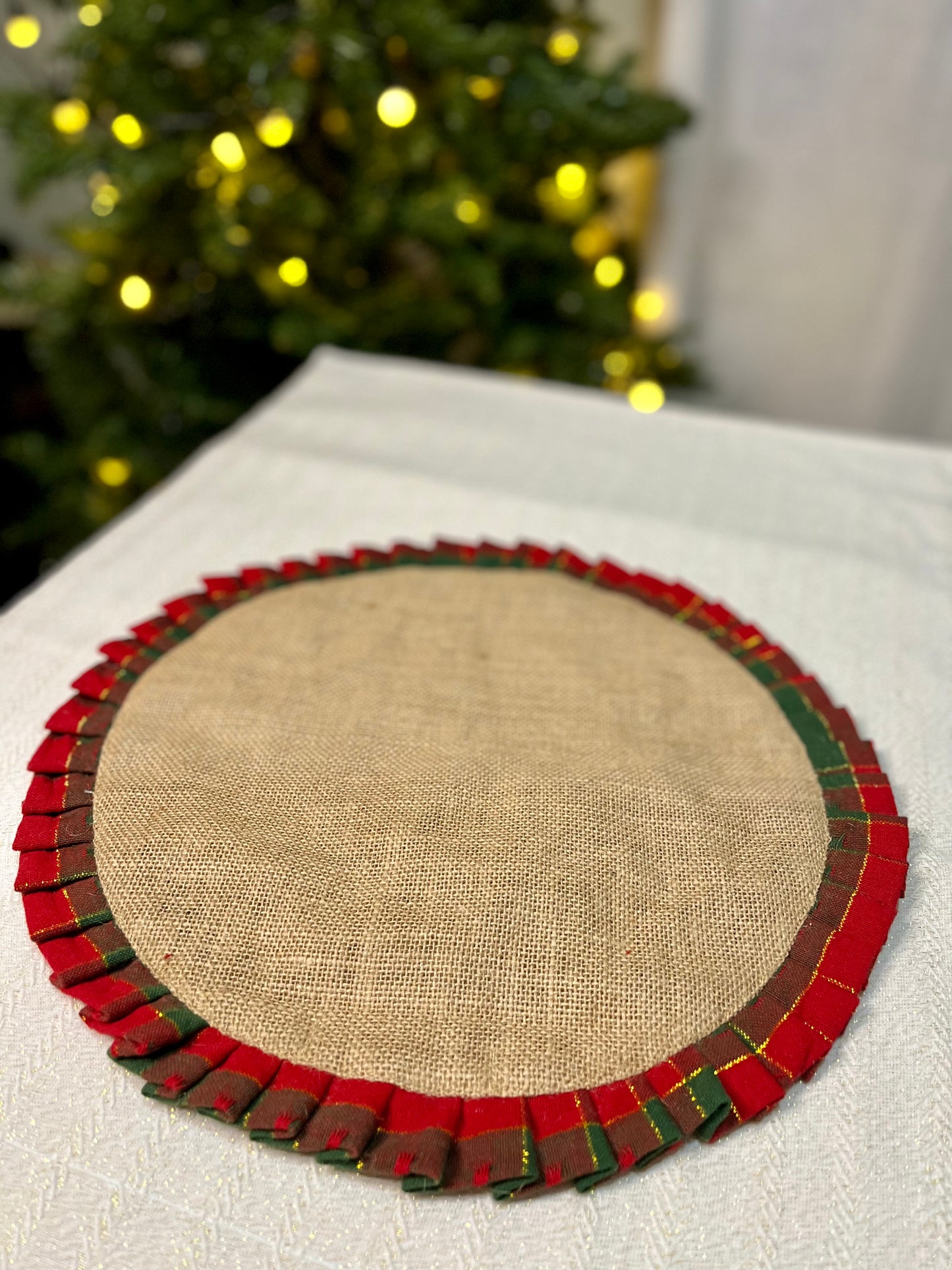 Christmas Mat -  Red and Green Ruffles