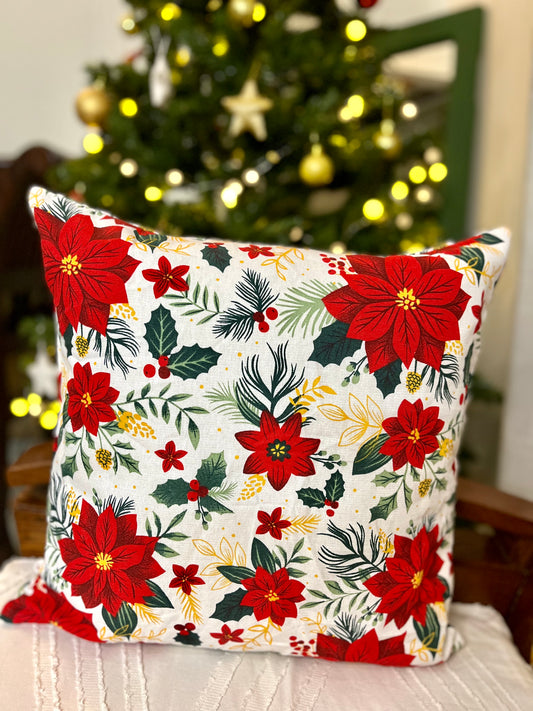 Christmas Cushion Cover - Big Poinsettias