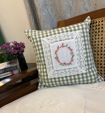 Cushion covers- Pink floral wreath