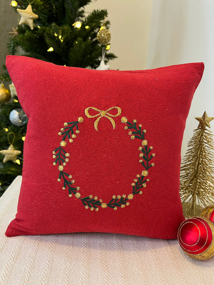 Christmas Cushion Cover - Gold wreath (12x12)