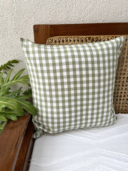 Cushion Cover - Gingham  Sage green