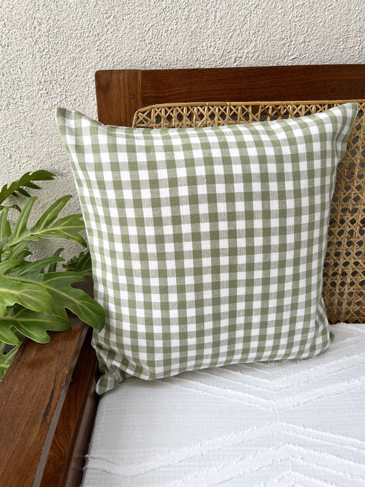 Cushion Cover - Gingham  Sage green