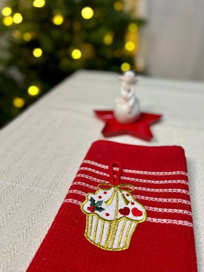 Christmas Kitchen Towels - Cupcakes