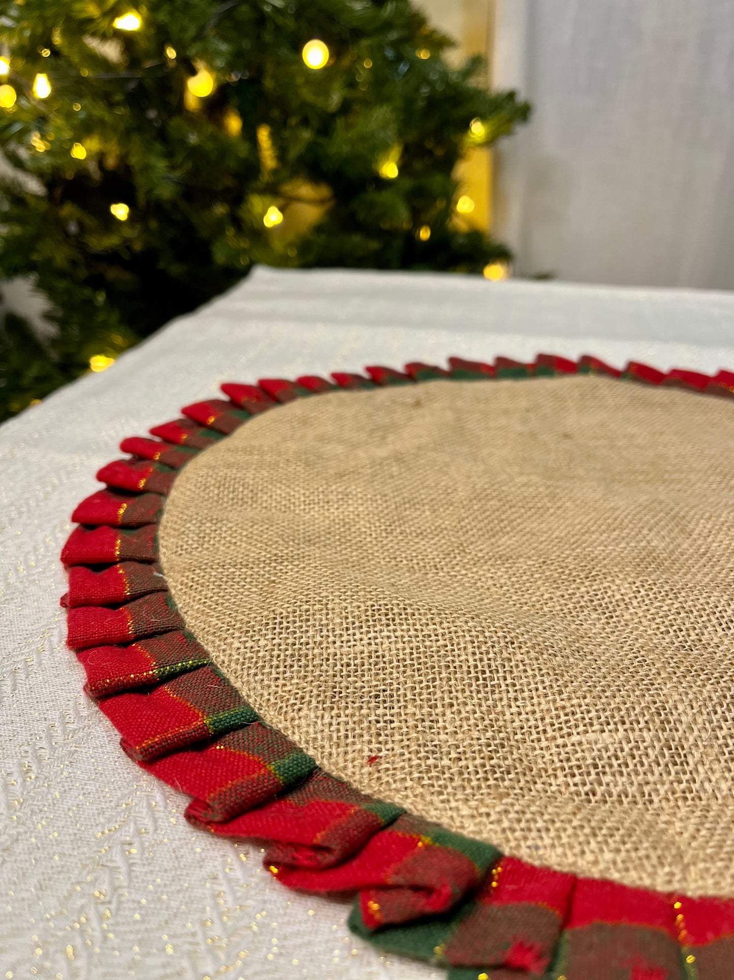 Christmas Mat -  Red and Green Ruffles