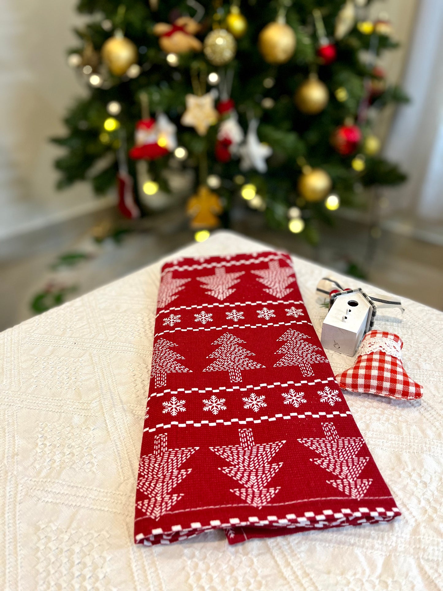 Christmas Hand Towel - Trees Rows