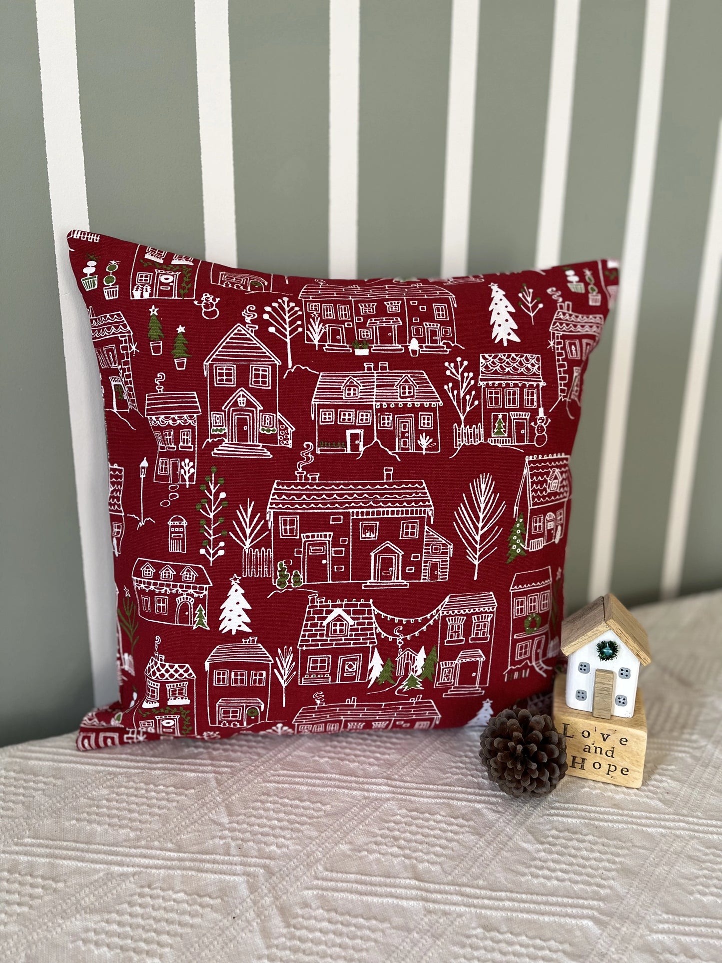 Cushion Cover - Happy Christmas Village