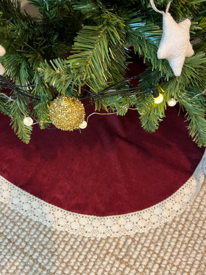 Christmas Tree Skirt - Burgundy