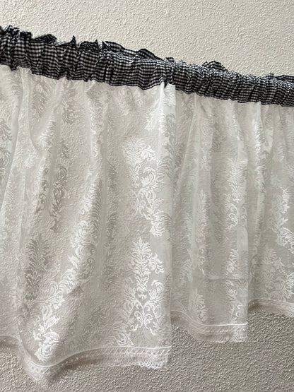 Kitchen Valance - Lace n Net ( Black Gingham )