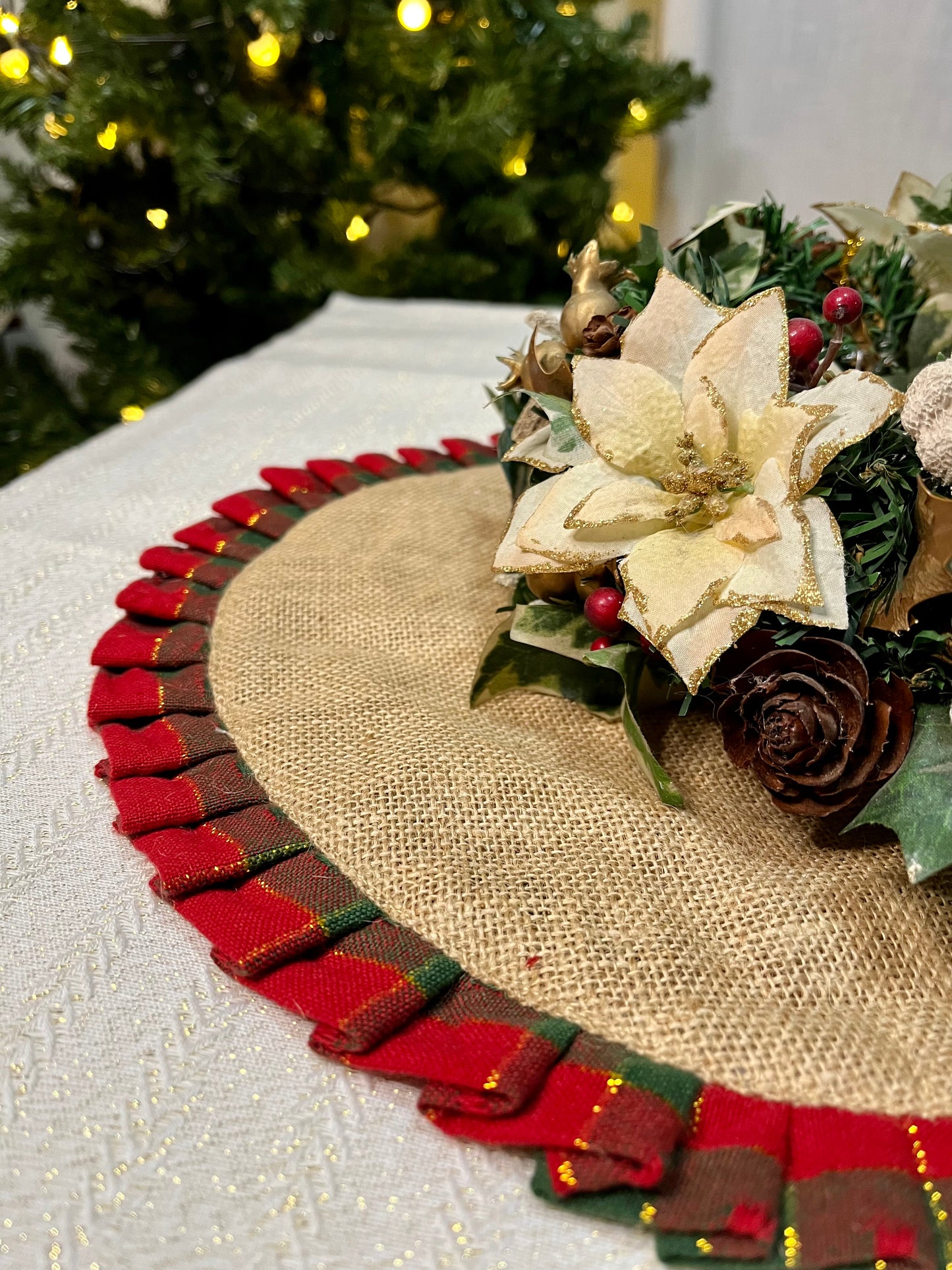 Christmas Mat -  Red and Green Ruffles