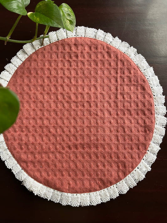 Mat - Waffle and Lace ( Peach )