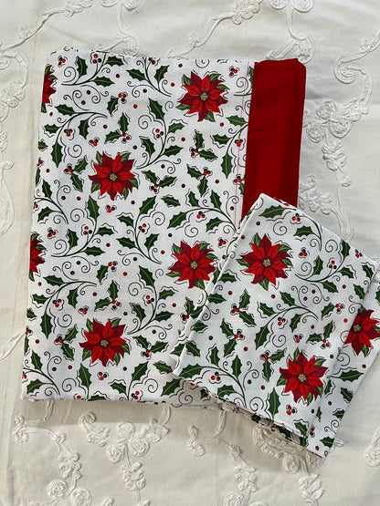 Christmas Bedsheet - Lil poinsettia