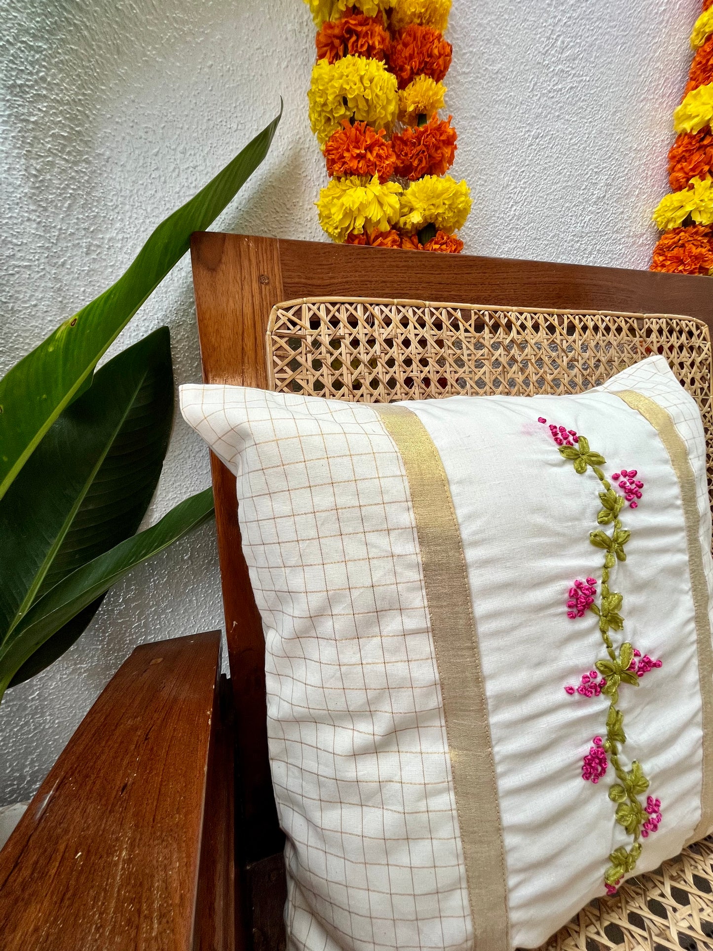 Cushion Cover - MadhuMalti (Hand Embroidered)