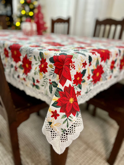 Christmas Tablecloth- Merry & Bright Poinsettias