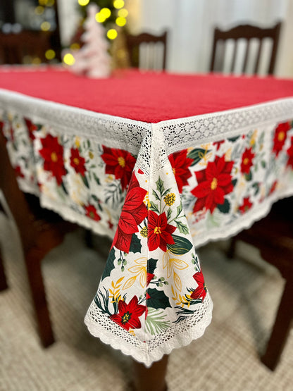 Christmas Tablecloth - Big Red Poinsettias