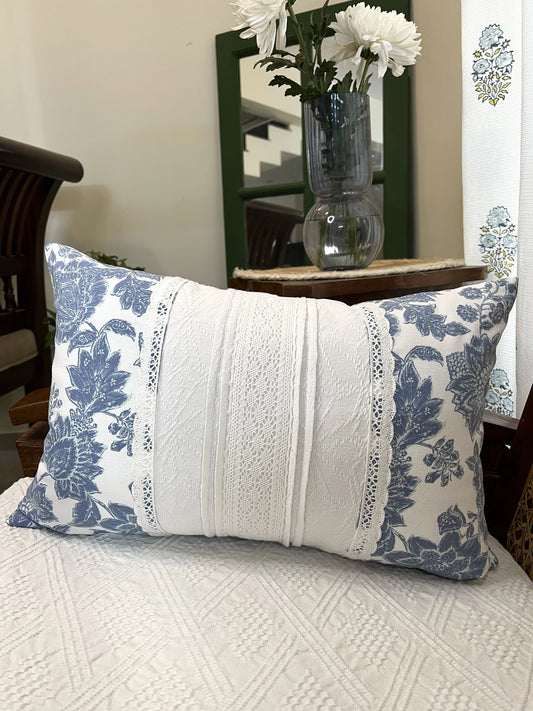 Cushion Cover- Lumbar(12x18”) Pristine Blue