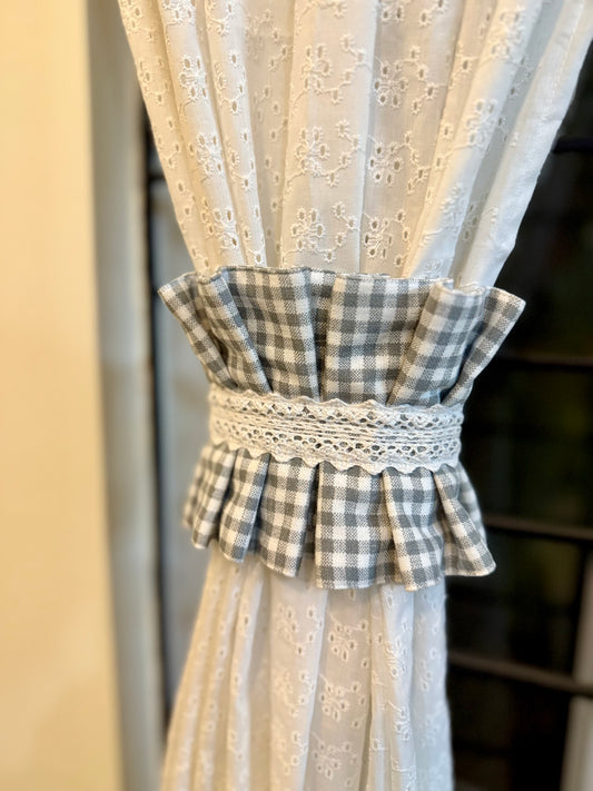 Curtain Tieback - Pastel Blue Gingham