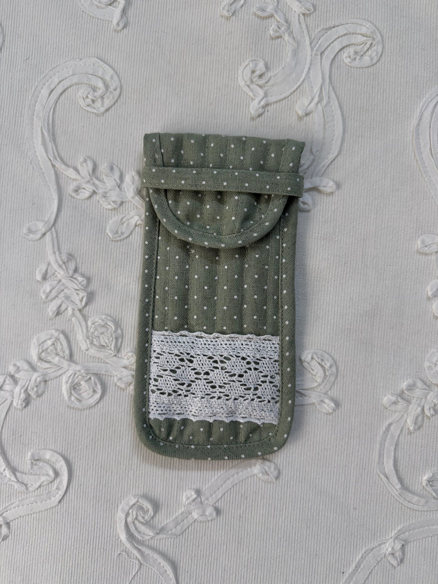 Sunglass / Reading glass pouch- Tiny polka Sage
