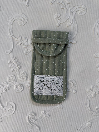 Sunglass / Reading glass pouch- Tiny polka Sage