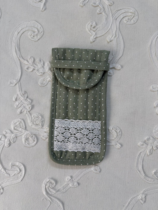 Sunglass / Reading glass pouch- Tiny polka Sage