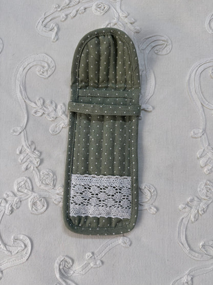 Sunglass / Reading glass pouch- Tiny polka Sage