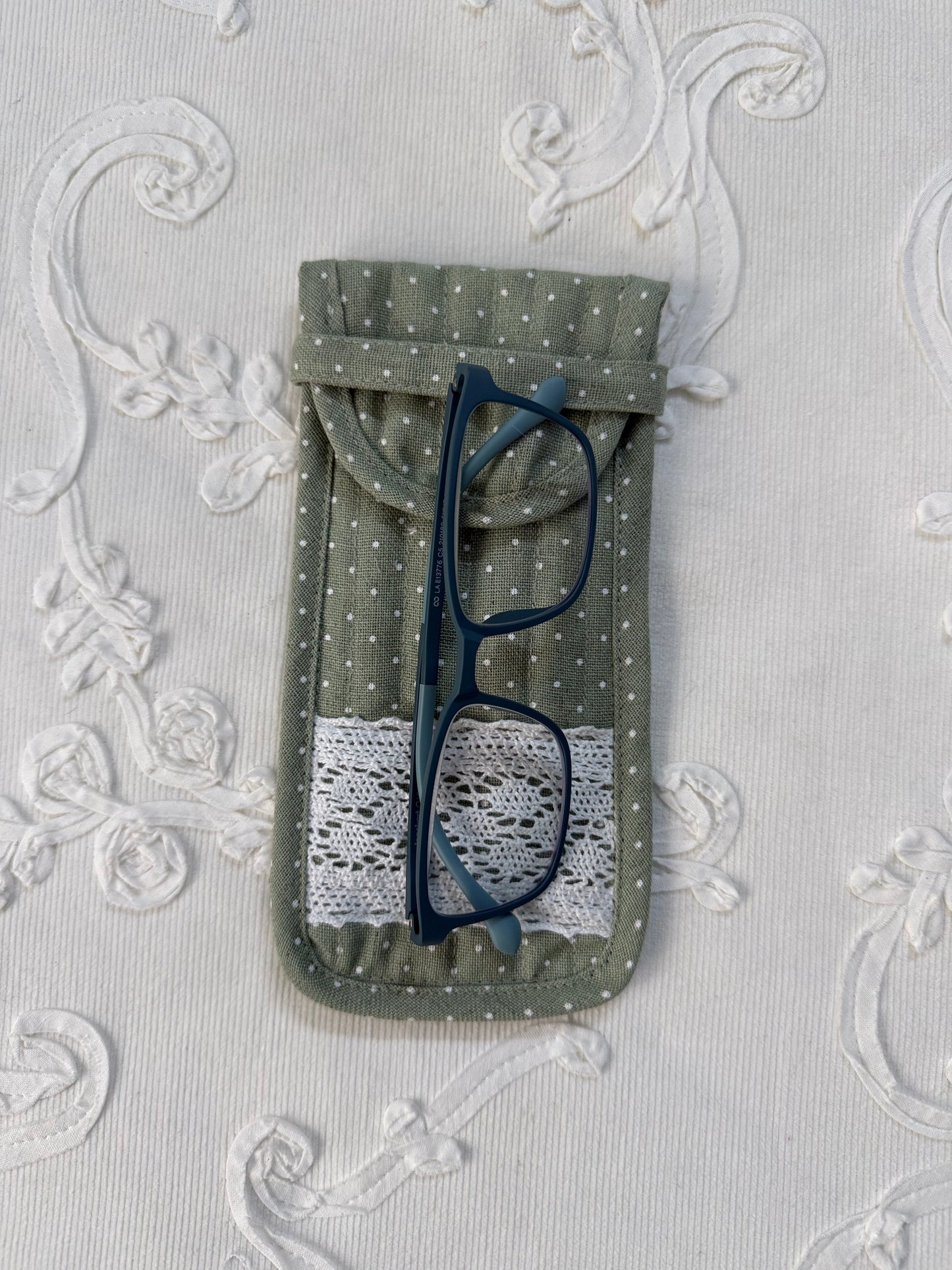 Sunglass / Reading glass pouch- Tiny polka Sage