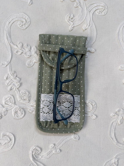 Sunglass / Reading glass pouch- Tiny polka Sage