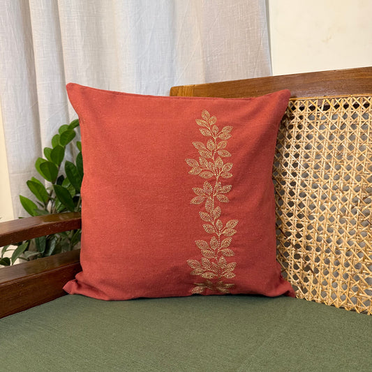 Cushion Cover - Leaves on Rust Orange