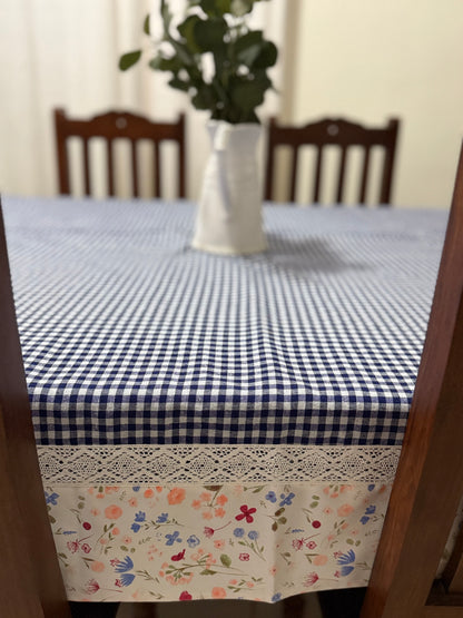 Tablecloth- Blue Gingham Garden