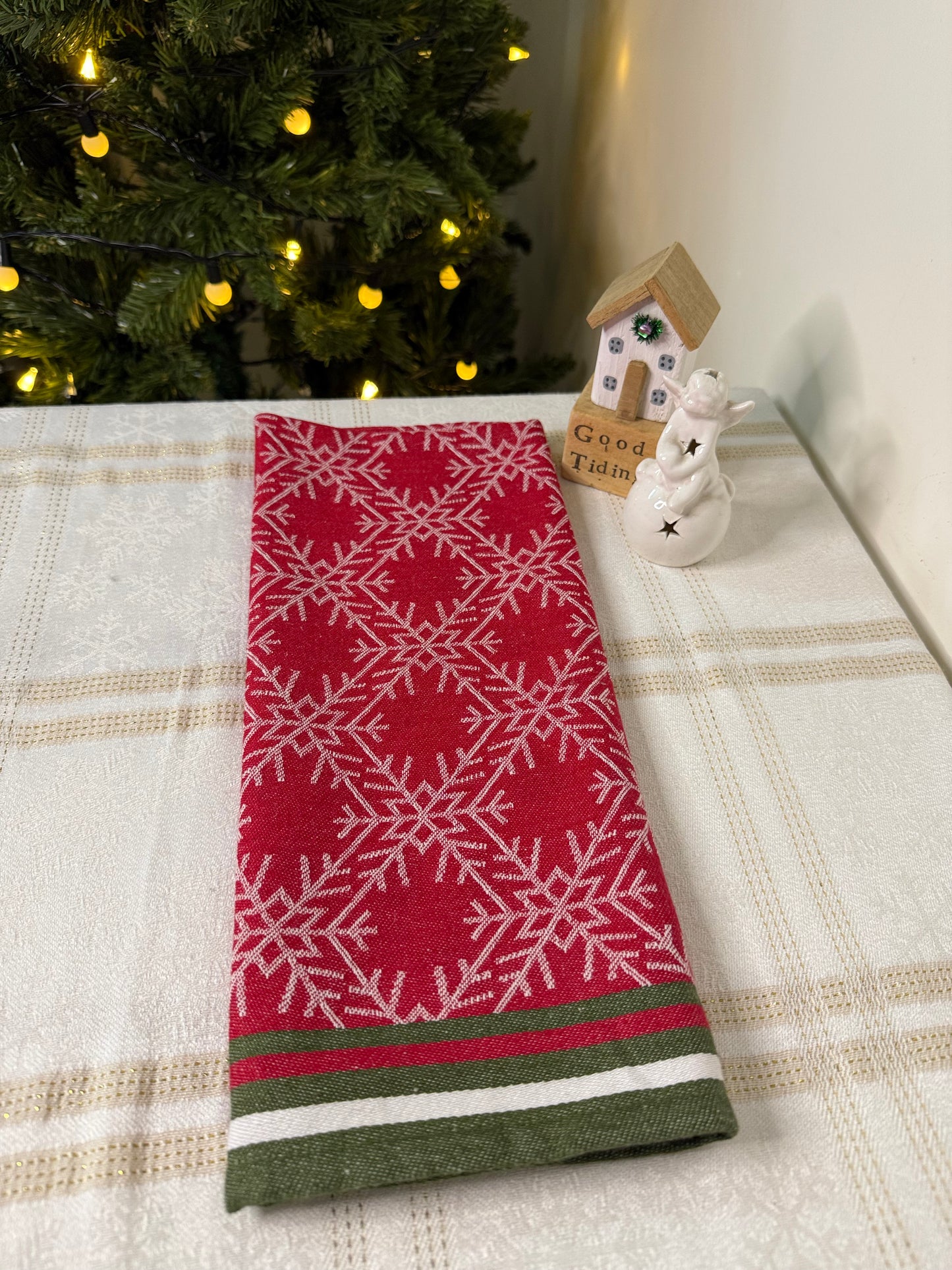 Christmas Kitchen Towel - Snowflakes in Jacquard