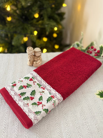 Christmas Hand Towels  - Holly
