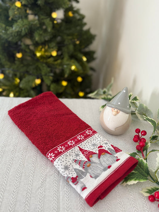 Christmas Hand Towel - Gnomes Village