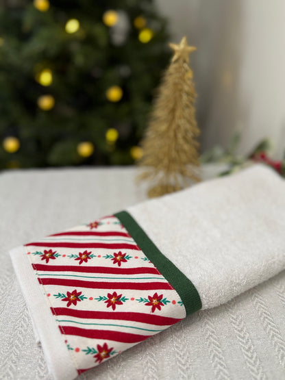 Christmas Hand Towel - Tiny Poinsettias