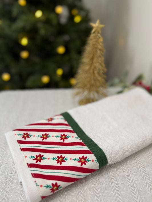 Christmas Hand Towel - Tiny Poinsettias