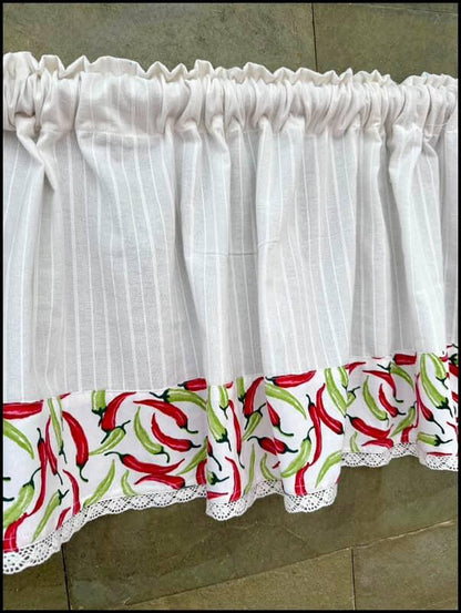Kitchen Valance - Red Green Chilli Peppers