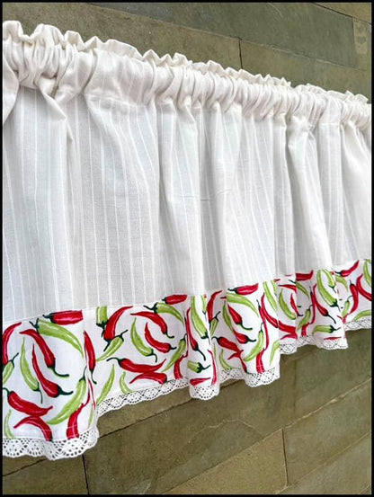 Kitchen Valance - Red Green Chilli Peppers