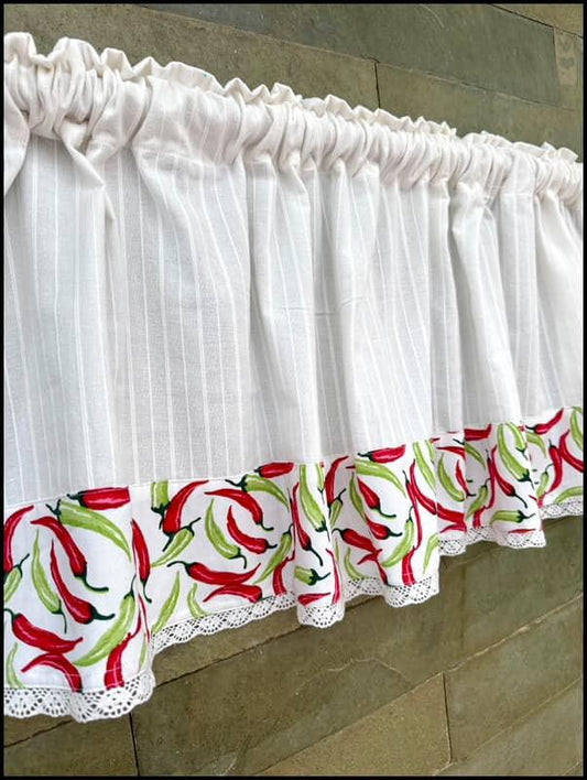 Kitchen Valance - Red Green Chilli Peppers